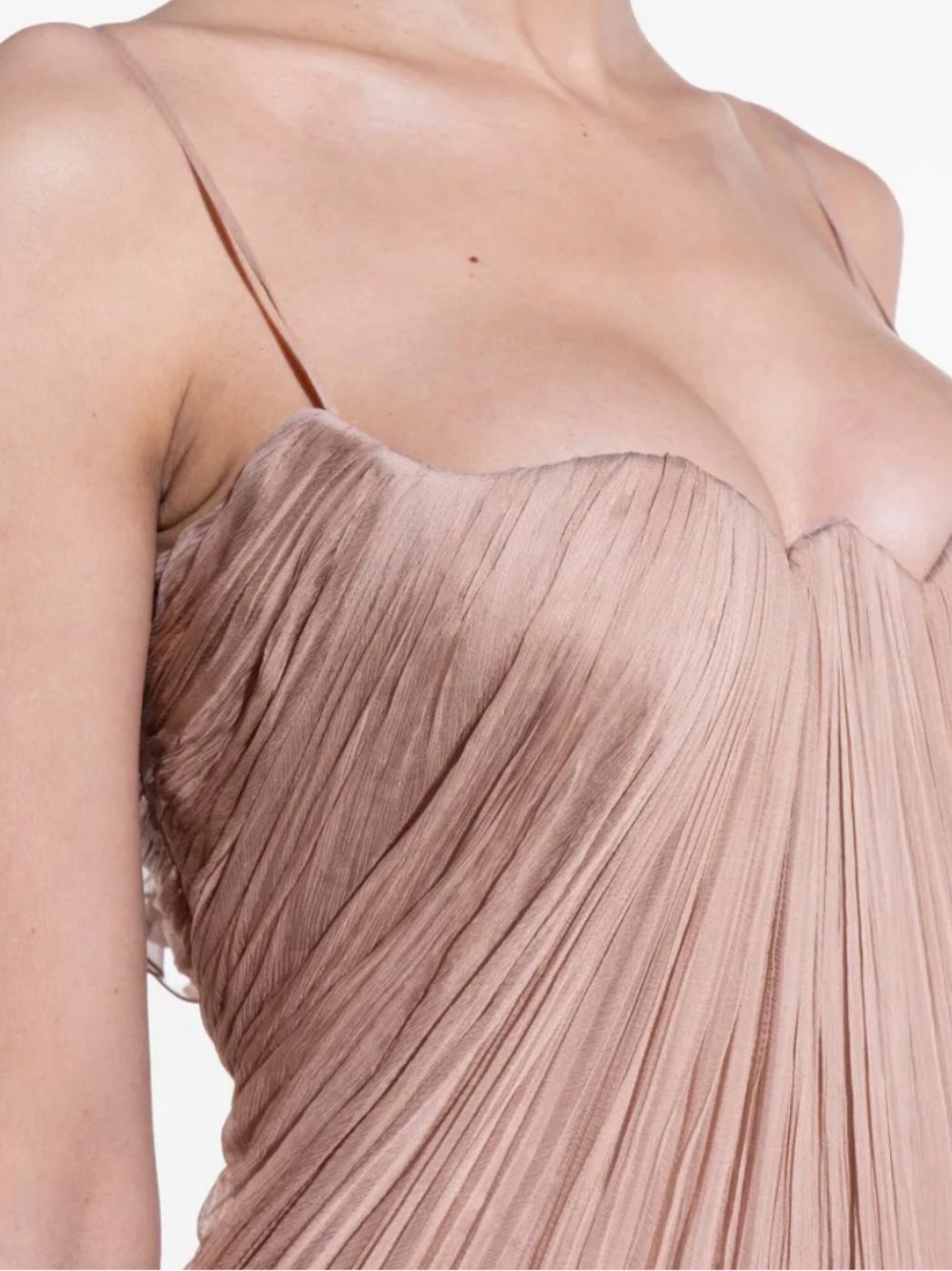 Elegant Blush Pink Pleated Evening Gown - Women - Picture 6 of 9